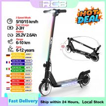 RCB R12 Monopattino Elettrico per Bambini (6-12 Anni) | 6,5 Pollici Pieghevole con Luci LED Colorate & Display, Leggero e Portatile per Ragazzi Ragazze