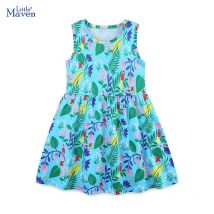 Little Maven Kinderkleidung, Kinderkleidung, Baby-Mädchen, 2025, Sommer, neue Cartoon-Blumenärmel, Kleider für 2–7 Jahre