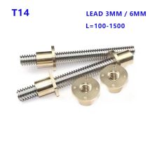 1PCS T14 Leitspindel Trapezstangengewinde 14mm Blei 3mm/6mm mit Messingmutter Länge 100MM-1200MM für 3D-Drucker für CNC-Teile