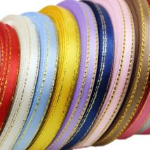 (25 Yards/Rolle) 6 mm vergoldetes einseitiges Satinband Großhandel Geschenkverpackung Weihnachtsdekoration Handbuch DIY Bänder Stoff