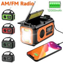 12000mah Notfall am/fm Radio Multifunktions tragbare Solar Handkurbel Radio mit Taschenlampe Solar SOS Alarm für Camping im Freien