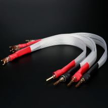 4-teiliges Überbrückungskabel für Lautsprecher, Audio-Überbrückungskabel, Bananenstecker auf Spatenklemmen, Dual-Line-Splitter