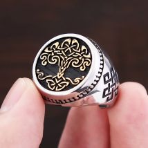 Vintage Edelstahl Nordic Viking Baum Des Lebens Ring Für Männer Mode Mythologie Yggdrasils Ringe Amulett Schmuck Geschenk Großhandel