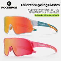 ROCKBROS Children's Cycling Glasses Polarized Photochromic Lens Children Bicycle Glasses Non-Slip Rubber Temple Arm Bike Glasses