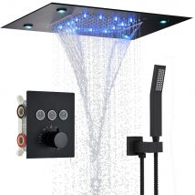 Set di sistemi doccia a pioggia termostatico con display digitale, soffione doccia a soffitto a LED a cascata da 14 x 20 pollici con doccetta
