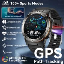 2026 Neue NFC Militär-Smartwatch IP68 Outdoor-Sportuhr Fitness-Tracker Gesundheitsmonitor BT-Anruf 365nm UV+ Infrarot-Armband
