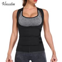 Vensslim Damen Taillentrainer Korsett Reißverschluss Weste Neopren Body Shaper Cincher Workout Tops mit Doppelgürtel Kompressions-Shapewear