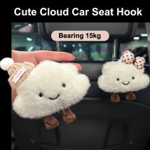Cute Cartoon Hat Bow Cloud Car Seat Back Hooks Vehicle Headrest Organizer Hanger for Groceries Bag Handbag Auto Decortion