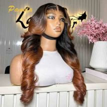 250 % hohe Dichte Ombre 1b Ingwer farbige leimlose Perücke Echthaar vorgezupft Körperwelle 13x4 transparente Spitze-Front-Perücke für Frauen