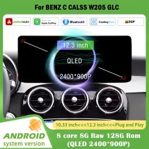 Per BENZ C CALSS W205 GLC 2015 - 2018 Lettore multimediale video per auto Sistema intelligente Android Navigazione GPS 4G QLED HD Schermo BT