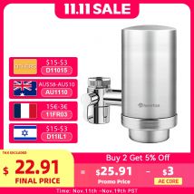 Wheelton Stainless Steel Kitchen Tap Filter Household Ceramic Water Purifier Faucet Water Filter  Activated Carbon Filtration