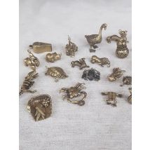 Pure Brass Zodiac animals retro gold coins DIY Key chain ring Pendant ornament ancient Miniature Fitting craft Keychain Pendant