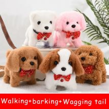 Electronic Walking Puppy Pet Dog peluche Barking Wagging Tail Battery Control Kawaii Interactive Toys for Kids Boys Grils Gift