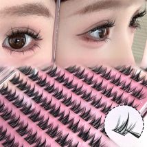 10 Reihen selbstklebende Wimpern, natürlich gelockt und schlank, 12 Millimeter, vergrößert die Wimpern um die Augen