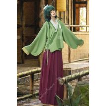 Miccostumes Damen-Anime-Cosplay-Kostüm, Oberteil und Rock mit Haargummi und Kragen