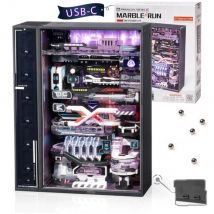 Robotime 3D Puzzle Modellbausatz DIY Murmelbahn-Modell mit Elektrischer LED-Beleuchtung Gaming-Schreibtisch Zukunftsstadt für Männer Kinder MR02S
