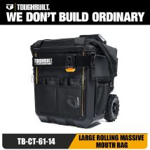 TOUGHBUILT TB-CT-61-14 Roll-Werkzeugtasche, robuste Werkzeugaufbewahrung mit Teleskopgriff und Rädern für Bauarbeiten