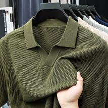 100% Cotton Short-sleeved POLO Shirt Men's Lapel Knitted T-shirt High-end Casual Bottoming Versatile Men's Short-sleeved Men's T
