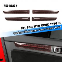 Rivestimento del pannello della porta interna in fibra di carbonio nero rosso 4 pezzi per Honda 11th Gen Civic Type R FL5 copertura della striscia del pannello della porta interna