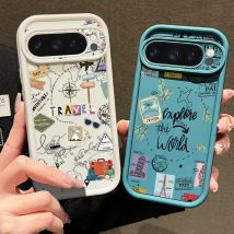 Custodia in TPU con motivo mappa da viaggio per Google Pixel 10 8 7 Pro Pixel 9 Pro XL Cover per telefono in silicone morbido antiurto per Google Pixel 8A