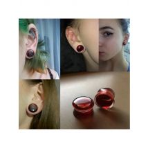 2 Pcs Halloween Blood Red Liquid Filled Double Saddle Ear Plugs Gauges Flesh Tunnels Piercing Jewelry