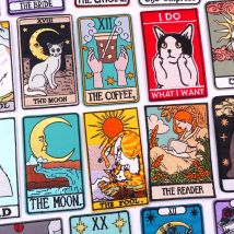 Tarotkarten Patch Reader/Katze/Mond/Kaffee Stickerei Applikation DIY Eisen auf Patches für Kleidung thermoadhäsive Patches für Kleidung