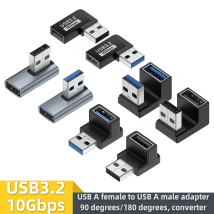 Adattatore USB A femmina a USB A maschio Convertitore da 90 gradi/180 gradi Trasmissione da 10 Gbps, adatto per dispositivi con porta USB per notebook