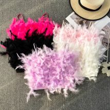 Feder Patchwork Tanks Camis Frauen Spaghetti bügel Fell lässig solide Clos Sommer Korsett Ernte Tanktops Femme Skinny Unterhemden