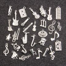 20pcs 31 Stile gemischte Legierung Note Saxophon Gitarre Klavier Mikrofon Charms für Schmuck machen DIY handgemachte Musik ausrüstung Anhänger