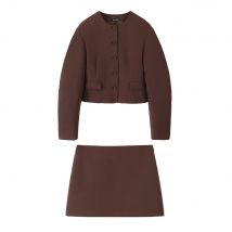 BM&MD&ZA2024 autumn new women's clothing simple high-end short round neck long-sleeved suit jacket commuting high waist skirt