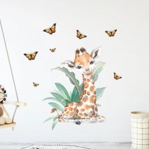 Wandaufkleber mit Cartoon-Motiv, niedliche Tiere, Schmetterling, Giraffe, Kinderzimmer, Wandaufkleber für Schlafzimmer, Dekoration, Wandkunst, Zuhause, Wohnzimmer