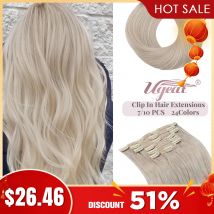 [16 Farben] Ugeat Clip-in-Haarverlängerungen, Echthaar, 35,6–55,9 cm, doppelter Schuss, Remy-Haar,
