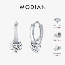 MODIAN 1.0CT D Colore Moissanite Orecchini a cerchio in argento sterling 925 Orecchini con fibbia di lusso per le donne Regali di gioielleria raffinata