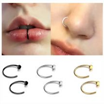 2/10 sztuk 20G fałszywe kolczyki w nosie dla kobiet mężczyzn, stal nierdzewna 316L klips na wargi pierścionki Labret pierścień nos Piercing biżuteria