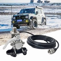Car Antenna Mount Stainless Steel Clip Trunk Lid Hatchback Bracket Adjustable Angle With 5M Cable For Mobile Car Radio Antenna