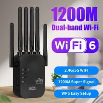 Porte Gigabit Ethernet dual band, extender WiFi 6, funziona con qualsiasi router, compatibilità universale, 6 antenne per oltre 50 dispositivi