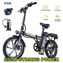 E-Bike 16 Zoll, ausgestattet mit einem 36V 11,4Ah Akku und einem 250W Motor. Erreicht Geschwindigkeiten von bis zu 25 km/h mit einer Reichweite von 35–50 km.
