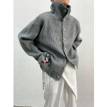 INS Beige Grau Rollkragen weiche Gestrickte Pullover Lose Faule Strickjacke Herbst Und Winter Neue Gestrickte Top Vielseitige Jacke Mantel