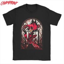 Vetrate Alastor Hazbins Hotel T-shirt da uomo Umorismo T-shirt in puro cotone T-shirt a maniche corte Abbigliamento originale
