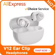 New V12 Earphones Wireless Bluetooth 5.3 Open Headsets HiFi Stereo Sport Earbuds HD Mic Call Ear Clip Headphones for Ultra