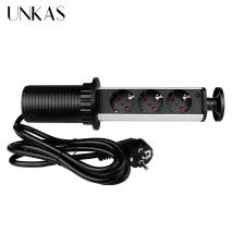 16A PULL POP UP 3 Power EU-Steckdose, neuer schwarzer Farbanschluss, Küchentisch, Desktop-Steckdosen, einziehbare Arbeitsplatten, französischer Stecker