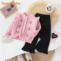 Bär Führer 3-7 Jahre Alt Tägliche Kinder Kleidung Bogen Strickjacke + Hosen Herbst Winter Zwei-stück set Mädchen Kleidung