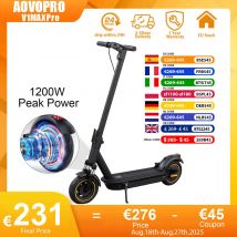 AOVOPRO V1MAX PRO 1200W Scooter eléctrico 45KM Alcance máximo 35 KM/H 500W Potencia del motor 42V14.5AH Scooter eléctrico plegable para adultos