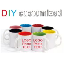 350ML Farbe Innen Keramik Tasse Becher DIY Druck Foto Bild Muster LOGO Text Anpassen Geschenk Personalisierte Kaffee Milch Tee Souvenir