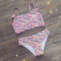 2-8y Baby Mädchen Bikini niedlichen Blumen gedruckt zweiteiligen Beach wear Kinder Badeanzug Bade bekleidung Badeanzug für Kinder