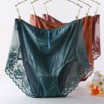 Women Lace Panties Large Sizes Sexy Thin Modal Satin Panties with High Waist Plus Size Underwear Women's Cotton Briefs 2025