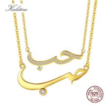 KALETINE Arabic Bff Friendship CZ Love 925 Sterling Silver Necklace Statement Pendant Necklace Collar Chain Women Jewelry Gift