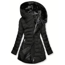 Winter Warm Fitted Hooded Cotton Jacket Mid-Length Long Sleeve Outerwear Coat European And American Cross-Border Cotton Clothing