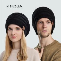 Winter dicke Pelz haube Baggy Strickst reifen Hut Unisex Schädel Mützen warm für Frauen Wolle Ski Slouchy Männer Mütze Drops hipping