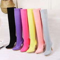 Orcha lisa 9,5 oberschenkel hohe Stiefel Farbe über dem Knie cm lila rosa große Größe 43 14 lange Stiefeletten Herde spitzen Zehen